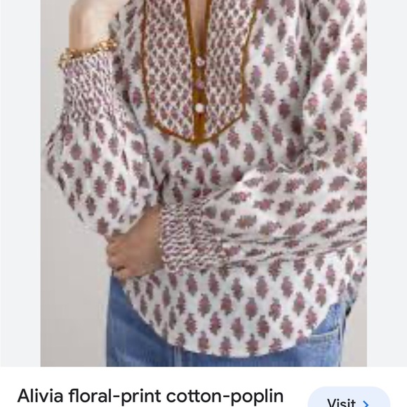 Veronica Beard Alivia Floral Print Cotton Poplin Blouse - Picture 5 of 11